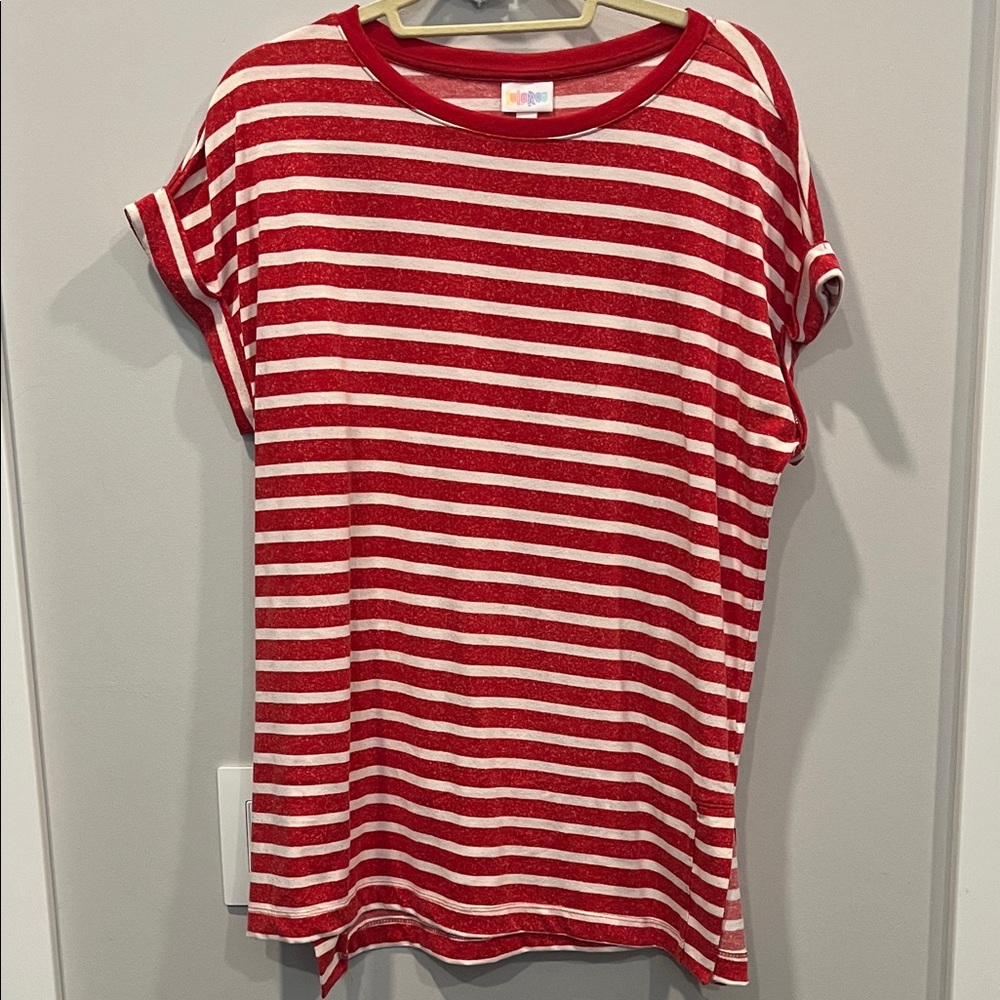 LuLaRoe Red and White Striped Top